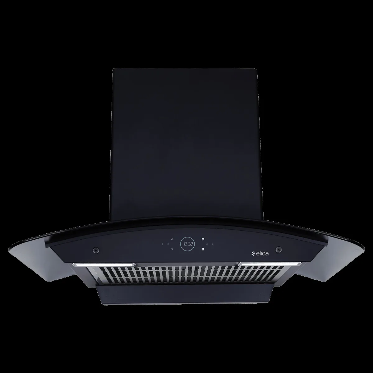 elica ISMART GLACE FL HAC 75 LTW NERO 75cm 2300m3/hr Ducted Auto Clean Wall Mounted Chimney with Motion Sensor (Black)