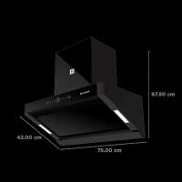 Faber HOOD APOLLO FL HC BLDC BK IN 75cm 1600m3/hr Ductless Auto Clean Wall Mounted Chimney with Touch and Gesture Control (Black)