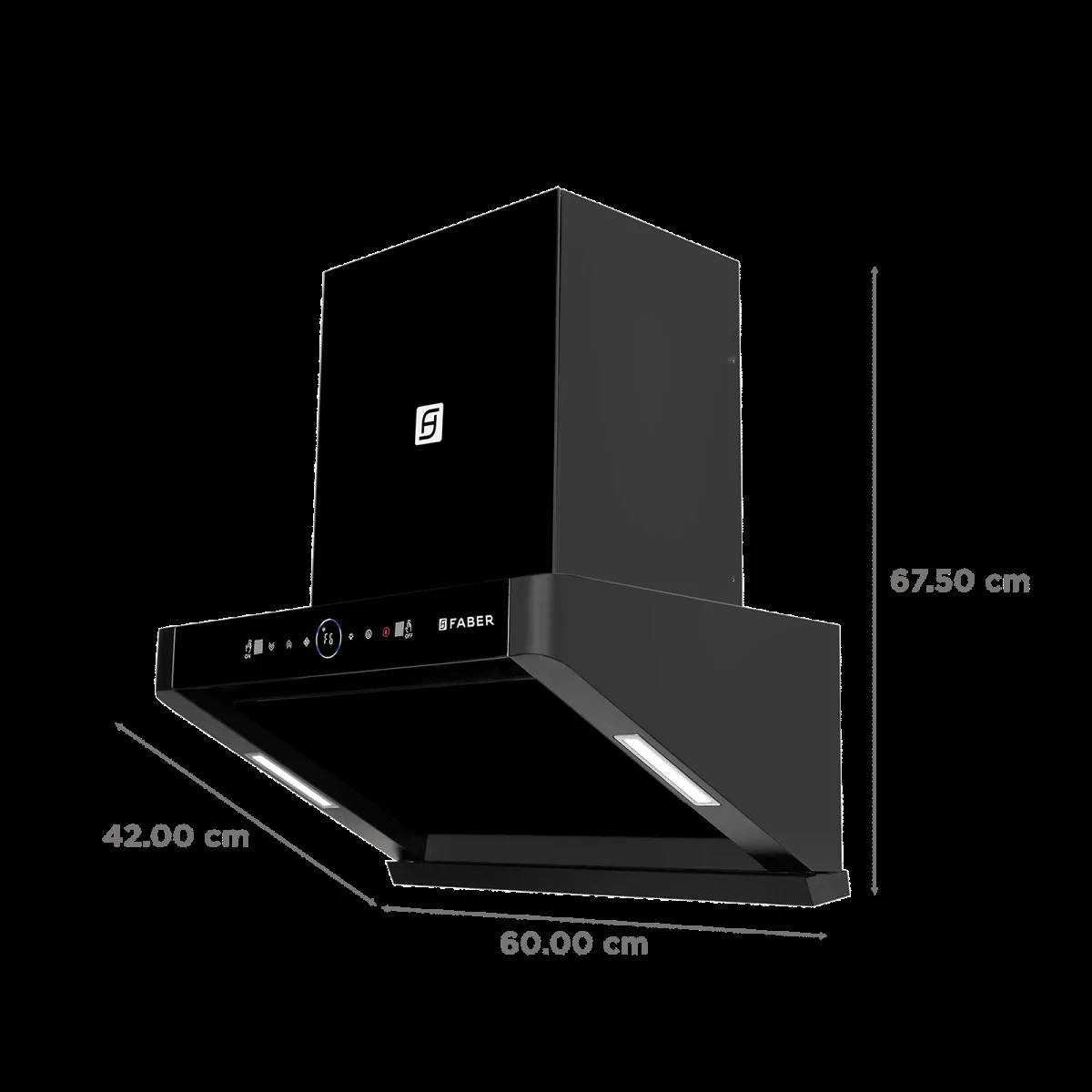 Faber HOOD APOLLO FL HC BLDC BK IN 60cm 1600m3/hr Ductless Auto Clean Wall Mounted Chimney with Touch and Gesture Control (Black)