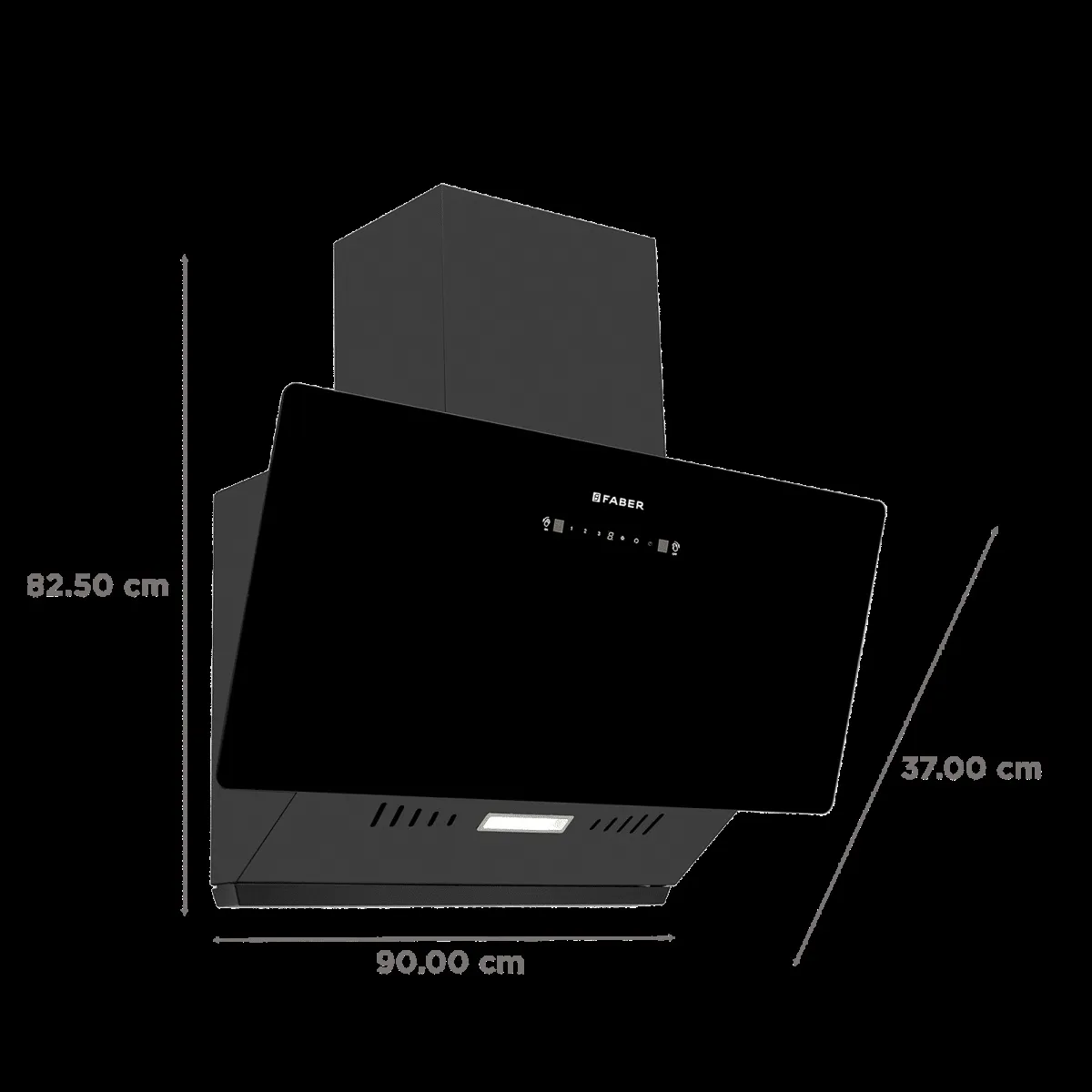 Faber HOOD ALLURE 3D BLDC HC SC FL BK IN 90 - V 90cm 1500m3/hr Ductless Auto Clean Wall Mounted Chimney with Touch and Gesture Control (Black)