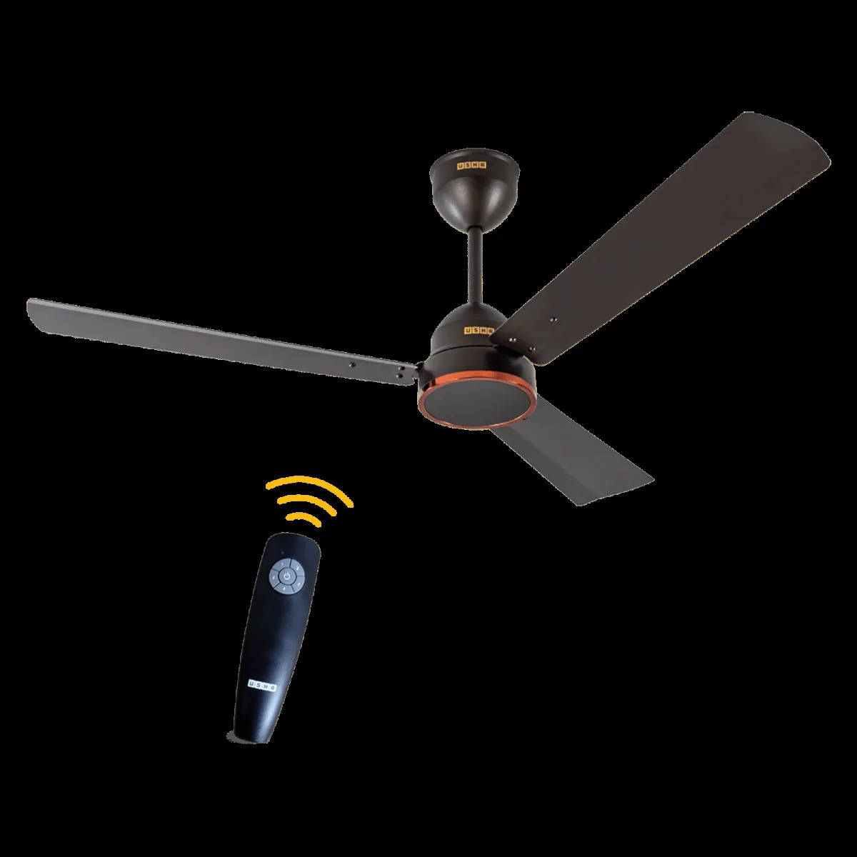 USHA AeroEdge 5 Star 1200mm 3 Blade BLDC Motor Ceiling Fan with Remote (Whisper Quiet Technology, Smoke Brown)