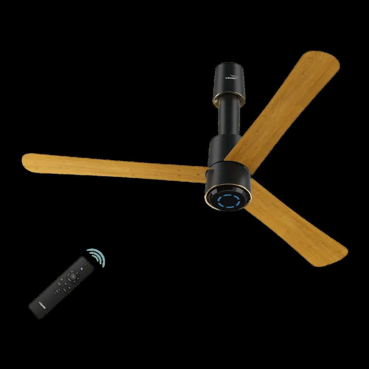V-GUARD Insight-G 5 Star 1200mm 3 Blade BLDC Motor Ceiling Fan with Remote (UI LED Lights, Choco Gold Wood)