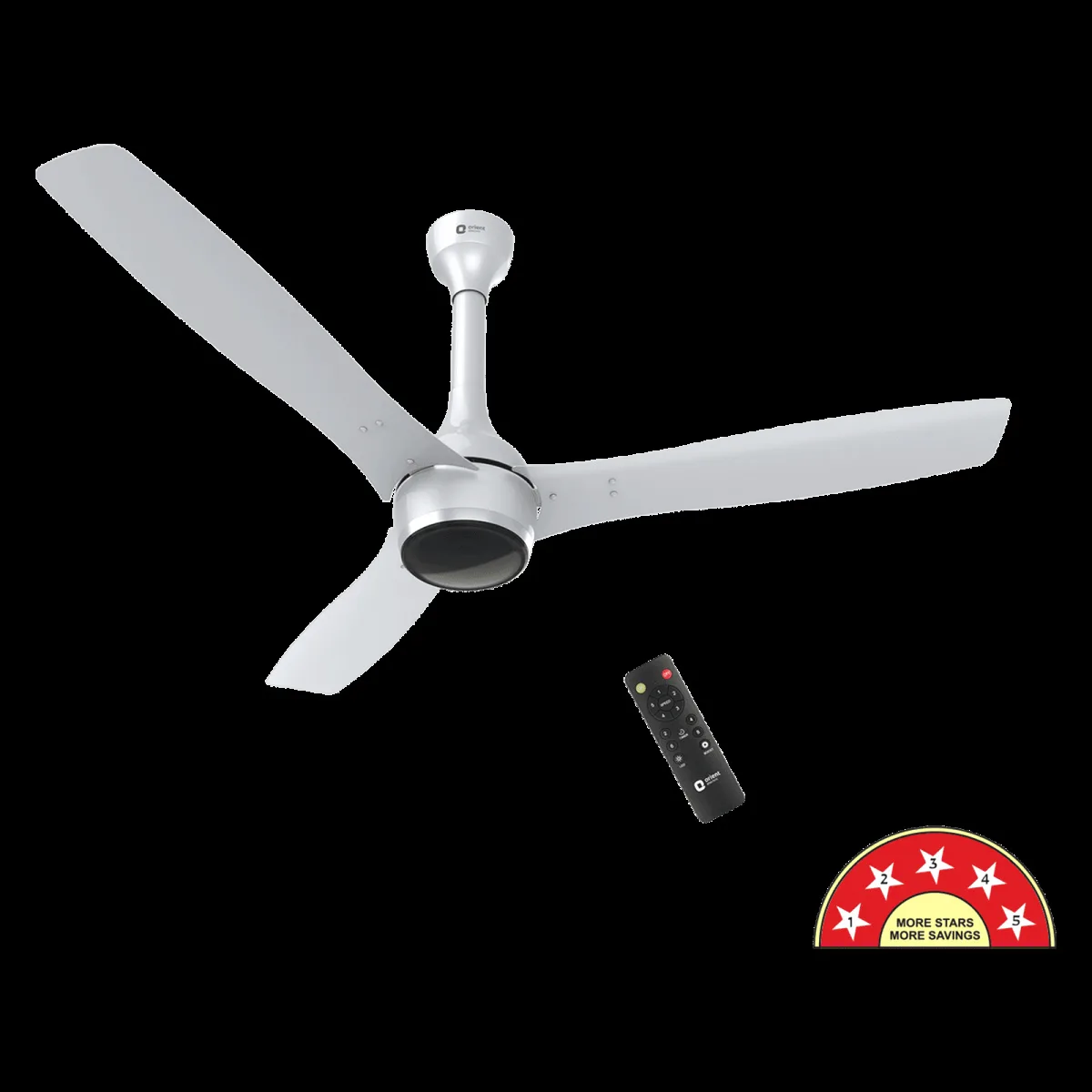 Orient Aeon 5 Star 1200mm 3 Blade BLDC Motor Ceiling Fan with Remote (Antidust, Platinum Silver)