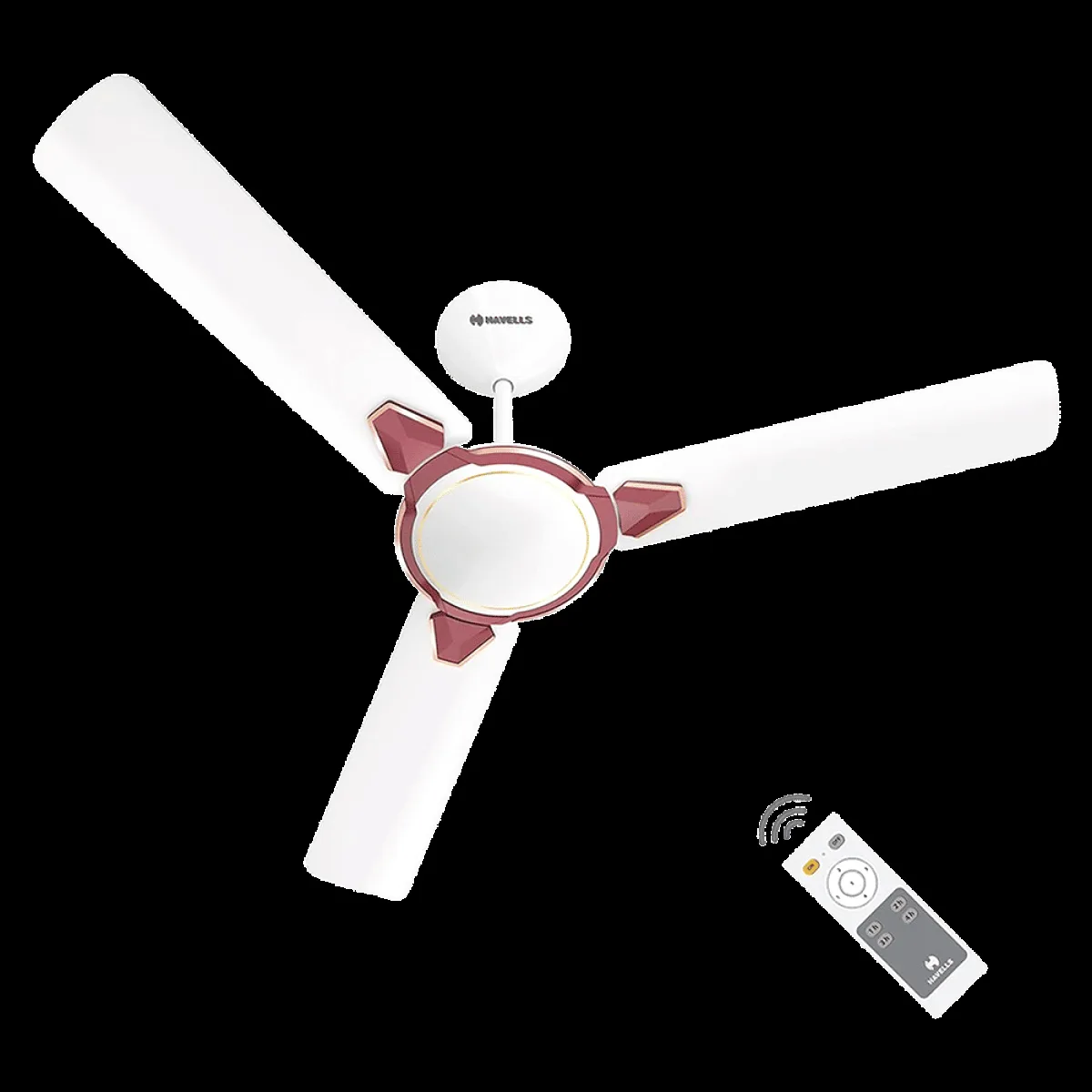 HAVELLS Equs 5 Star 1200mm 3 Blade BLDC Motor Ceiling Fan with Remote (Inverter Technology, White & Maroon)