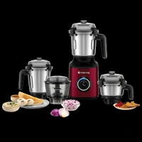 Atomberg Zenova 550 Watt 4 Jars Mixer Grinder (18000 RPM, Hands Free Operation, Red Wine)