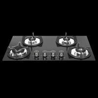 FABER Superia HT764 BR AI Toughened Glass Top 4 Burner Automatic Gas Hob (Battery Operated, Black)