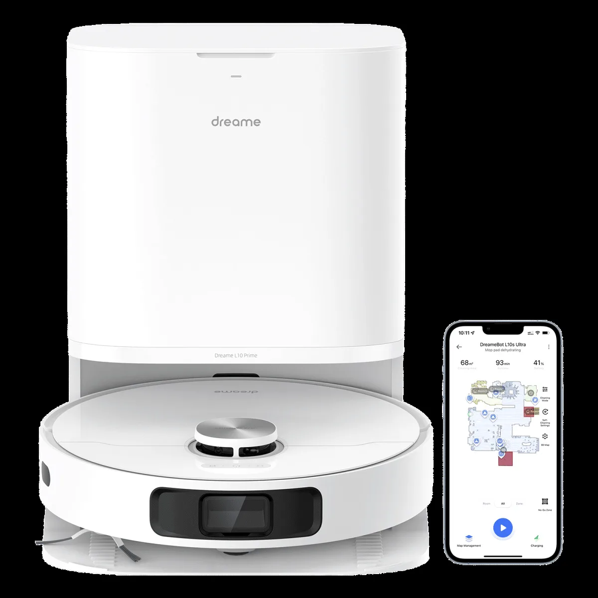 DREAME L10 Prime Robotic Vacuum Cleaner & Mop with LiDAR Navigation (Mop Self Cleaning, White)