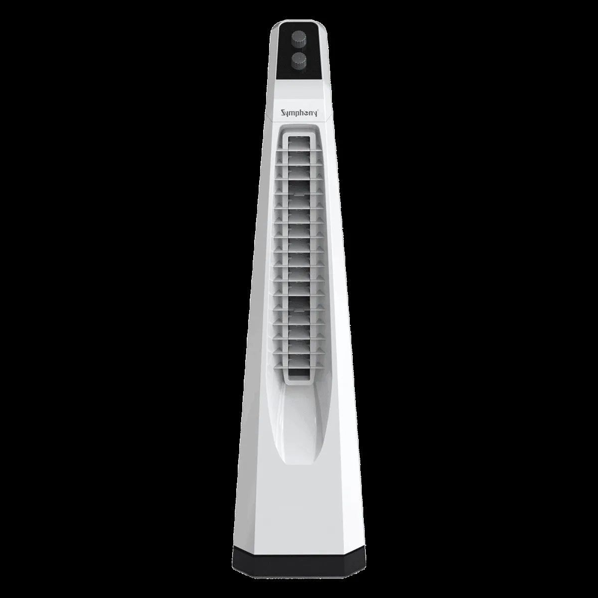Symphony Surround JUNIOR Bladeless 20 ft Air Throw 650 m3/hr Air Delivery Tower Fan (Bladeless Turbo Throw Technology, White)