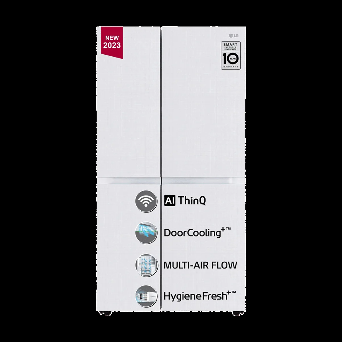 LG 650 Litres 3 Star Frost Free Side by Side Convertible Refrigerator with Smart Inverter Compressor (GLB257DLW3, Linen White)