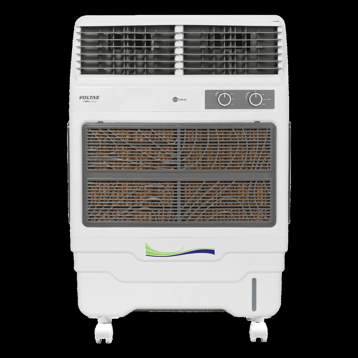 VOLTAS Windsor 85 Litres Room Air Cooler with Thermal Overload Protection (3 Speed Control, White & Grey)