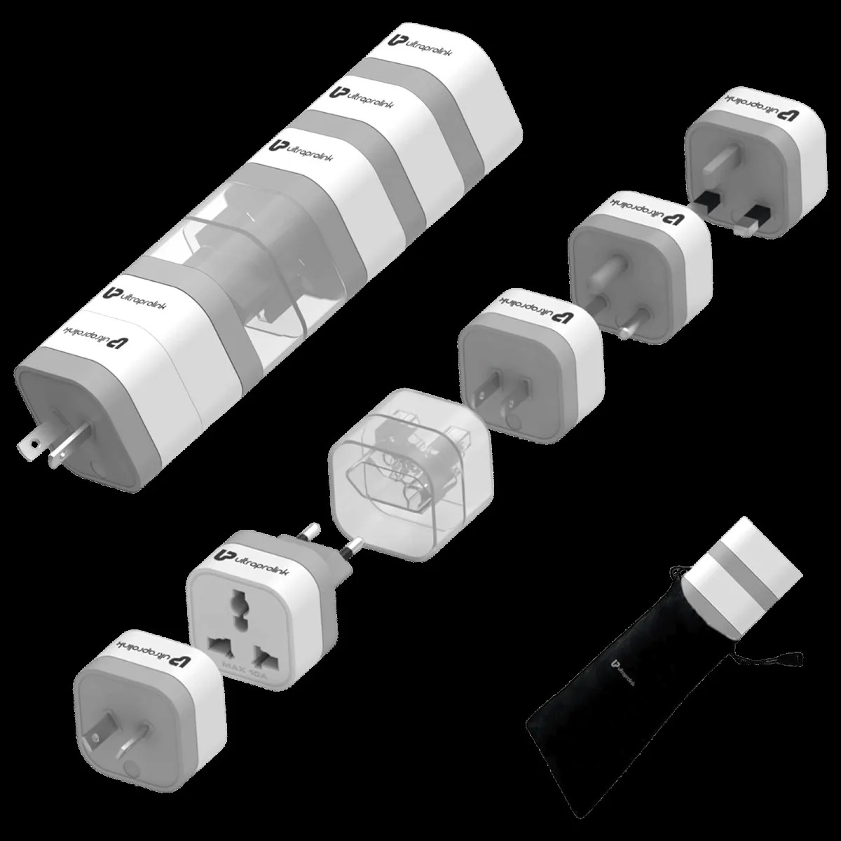 UltraProlink 5 Plugs Travel Adapter (Versatile Voltage Handling, UM1164, White)