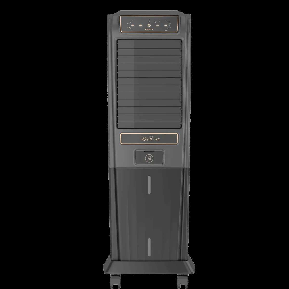 Havells Zurii 40 Litres Tower Air Cooler with Dust Filter Net (Low Water Alarm, Black & Grey)