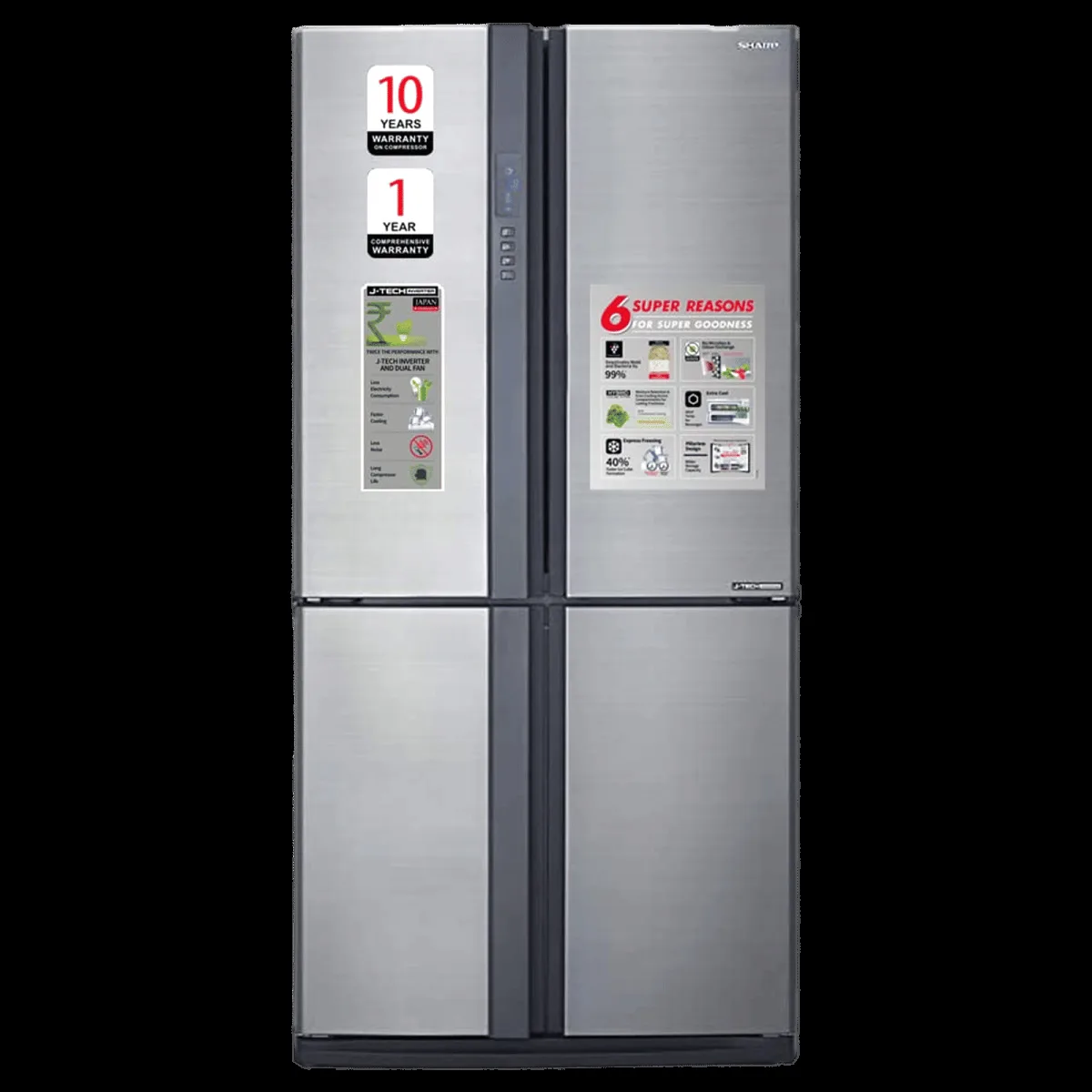 SHARP 605 Litres 5 Star Frost Free French Door Refrigerator with Express Freezing (SJ-EP70F-SL, Silver)