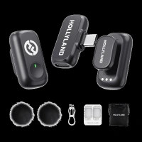 HOLLYLAND Lark A1 Mini Duo 2 Type C Wireless Microphone with Auto-Limit Clip Protection (Black)