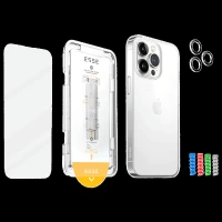 ESSE Armor360 Back Case, Tempered Glass, Cam and Cable Protector 4in1 Combo for iPhone 15 Pro Max (Microdots Technology, Transparent)