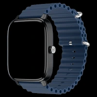 noise Ripple Silicon Strap for noise ColorFit, Mettalix, Noisefit, Force Plus & Endeavour (22mm) (Sweat Resistant, Dark Blue)