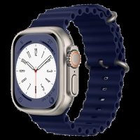 Muvtech Active Silicone Strap For Apple iWatch (42mm / 44mm / 45mm / 49mm) (High Quality Metal Buckle, Blue)