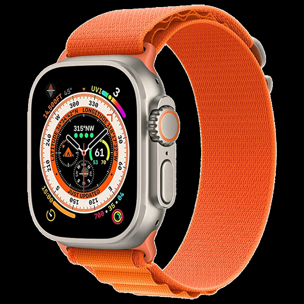 Muvtech Ace Loop Nylon Strap for Apple iWatch (42mm / 44mm / 45mm / 49mm) (Orange)