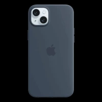 Apple Soft Silicone Back Cover for Apple iPhone 15 Plus (MagSafe Charging Support, Storm Blue)