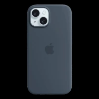 Apple Soft Silicone Back Cover for Apple iPhone 15 (MagSafe Charging Support, Storm Blue)