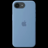 Apple MD3Q4ZM/A Soft Silicon Back Cover for iPhone 16e (Soft Microfiber Lining, Winter Blue)