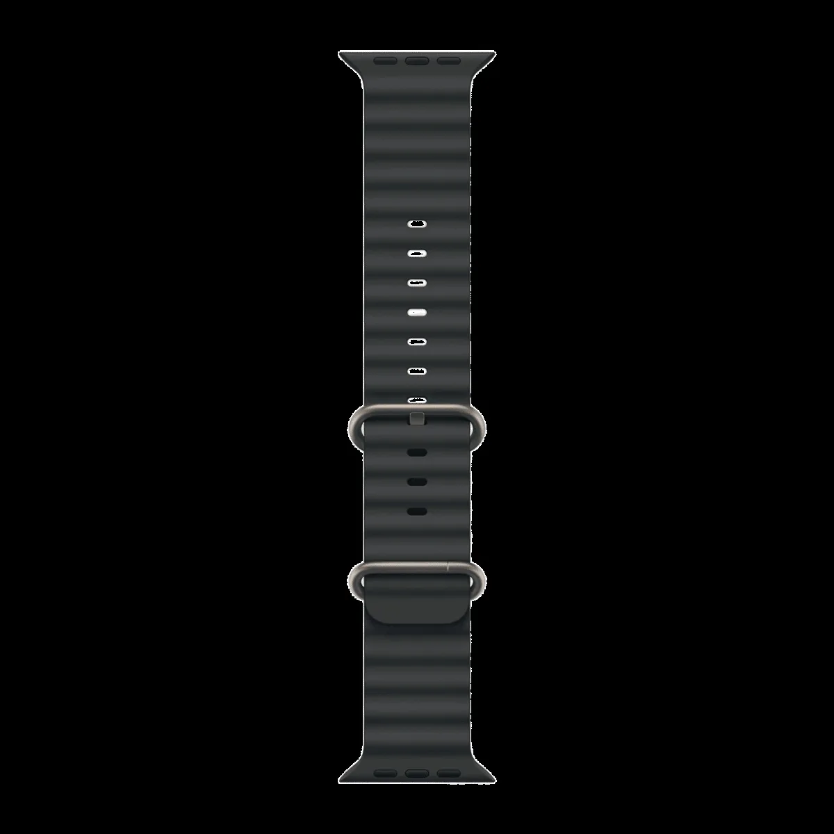 Apple Titanium & Fluoroelastomer Ocean Band for Apple Watch (44mm / 45mm / 46mm / 49mm) (Black Titanium Finish Buckle, Black)