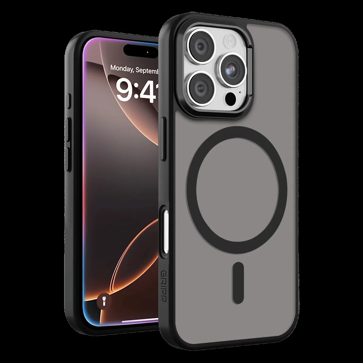 GRIPP Bolt Xtreme Hard & Soft TPU Back Cover for Apple iPhone 16 Pro (MagSafe Compatible, Black)