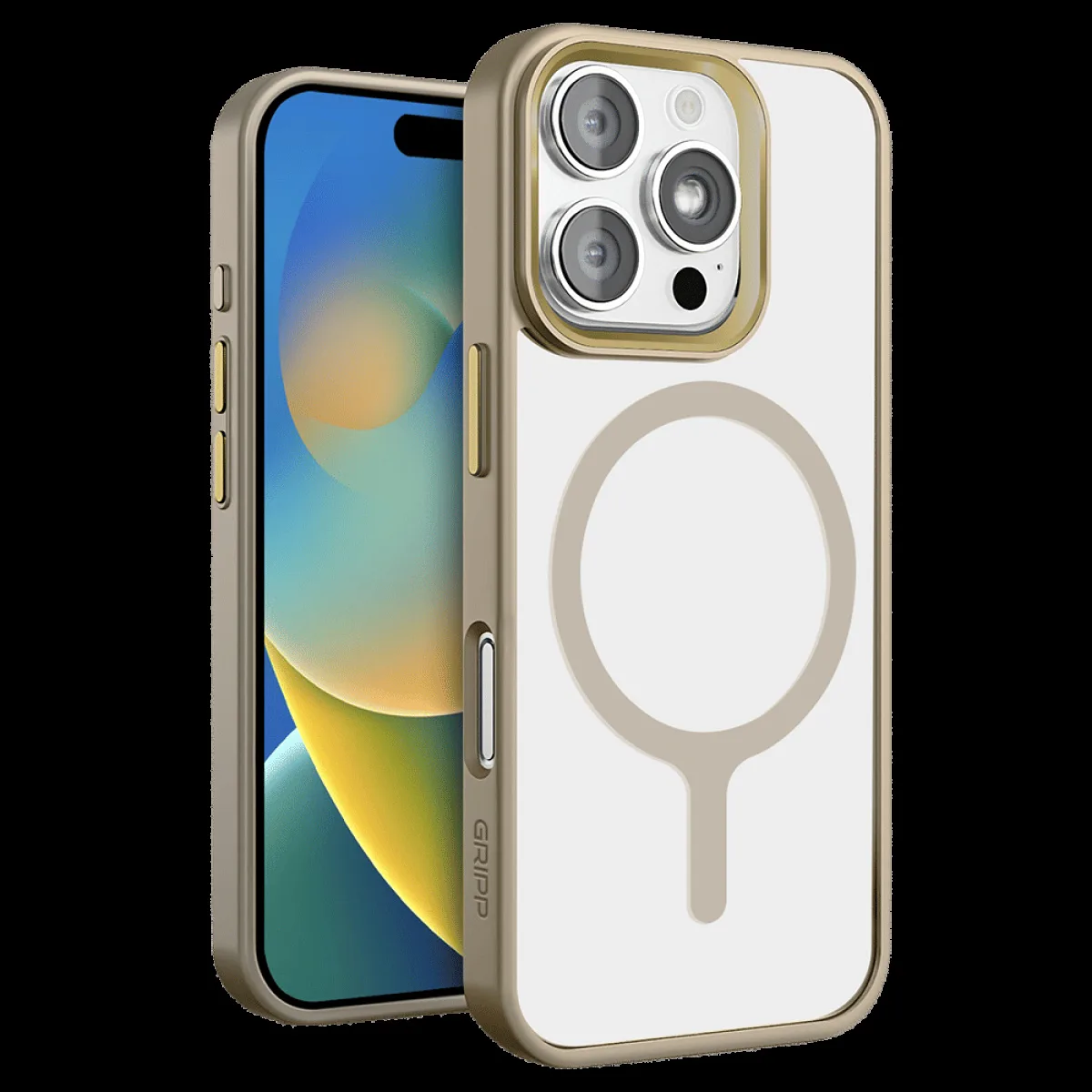 GRIPP Clarion Hard & Soft TPU & Polycarbonate Back Cover for Apple iPhone 16 Pro (MagSafe Compatible, Gold)