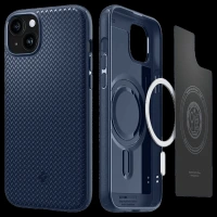 spigen Mag Armor MagFit TPU Back Cover for iPhone 15 (Air Cushion Technology, Navy Blue)