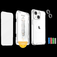 ESSE Armor360 Tufskin MagSafe Case, Tempered Glass, Cam and Cable Protector 4in1 Combo for iPhone 15 Plus (Anti Glare Glass, Transparent)