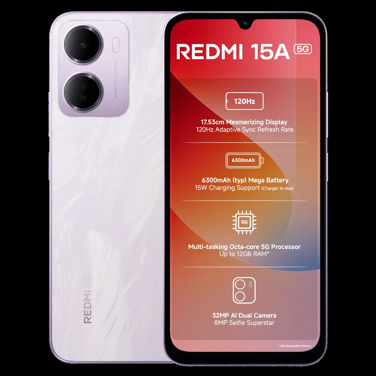 Redmi 15A 5G (4GB RAM, 128GB, Amaze Purple)