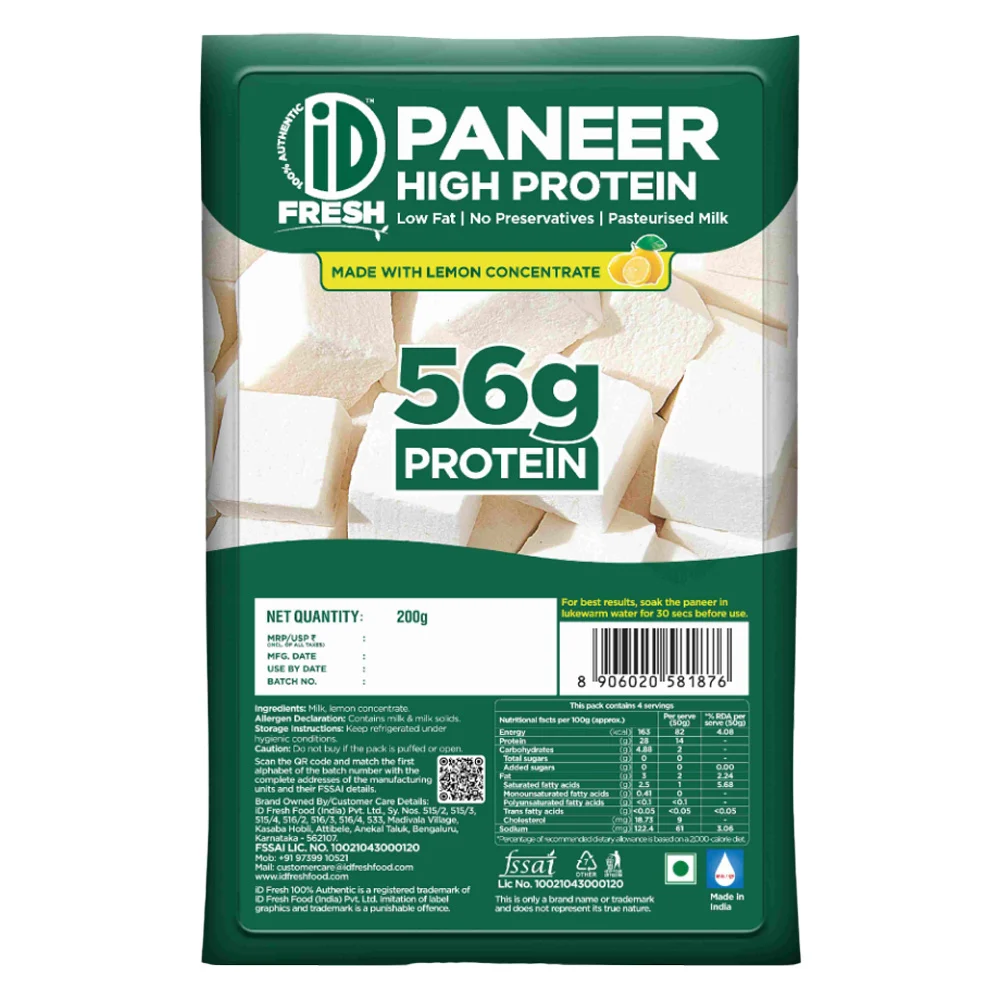 iD Fresh Paneer High Protein (56g Protein)