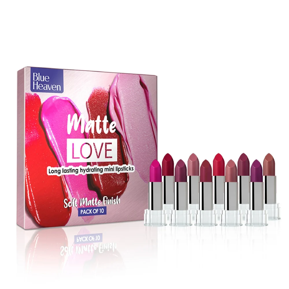 Blue Heaven Matte Love Lasting Hydrating Lipsticks - Pack Of 10