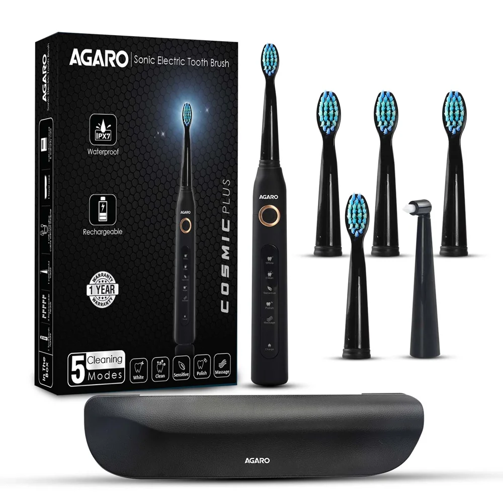 Agaro Cosmic Plus Sonic Electric Toothbrush - Black