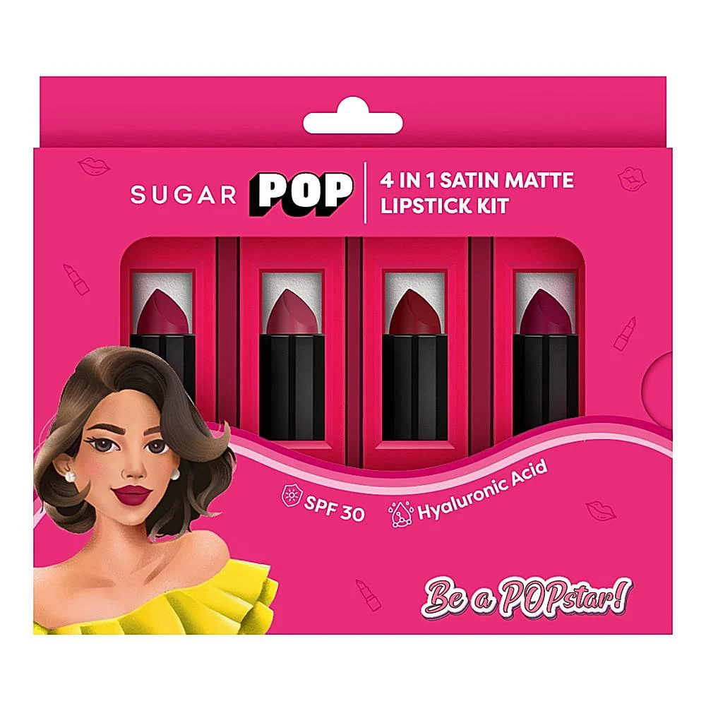 Sugar Pop 4 In 1 Satin Matte Lipstick Kit 02 Nude Charm