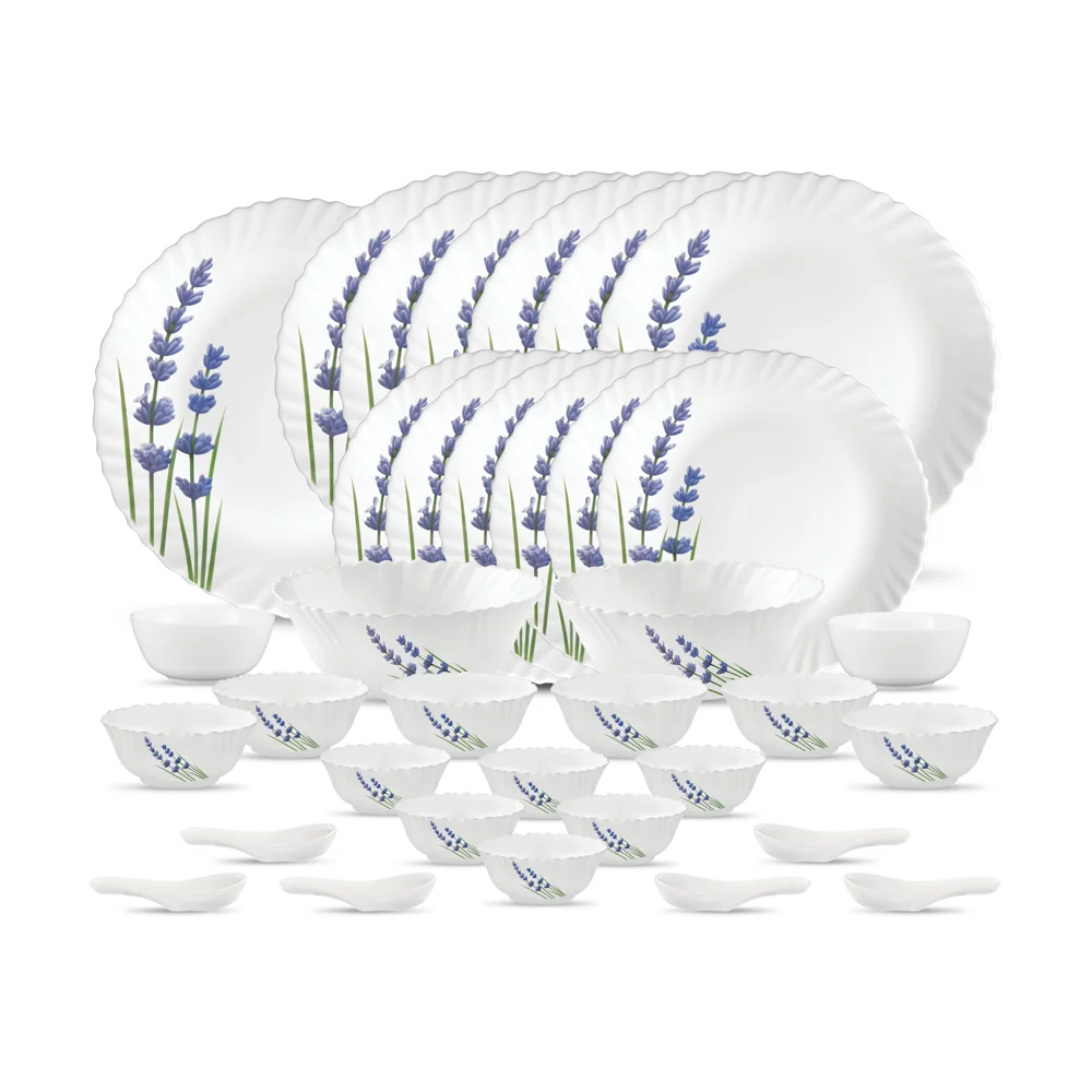 La Opala English Lavender Dinner Set (White) - 35 Pieces