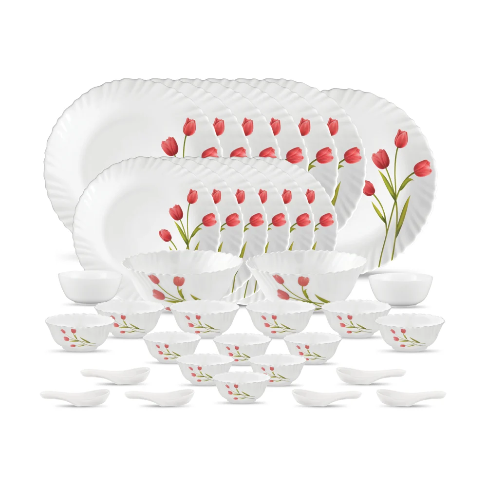 La Opala Radiant Curves Dinner Set (White) - 35 Pieces
