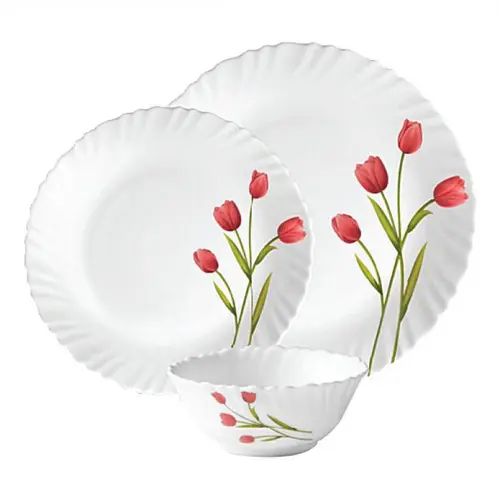 La Opala W & L Radiant Curve Dinner Set (White) - 18 Pieces