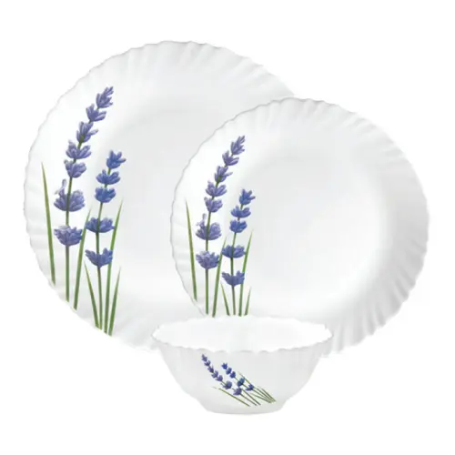 La Opala W & L English Lavender Dinner Set (White) - 18 Pieces