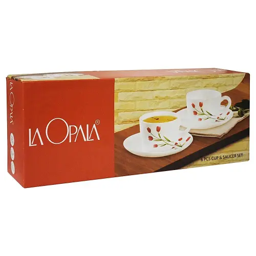 La Opala Cup & Saucer Set (Assorted) - 6 Pieces