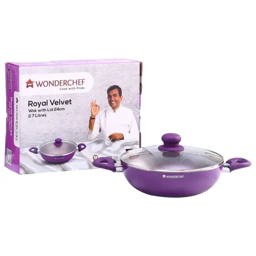 Wonderchef Royal Velvet 24 cm Wok With Lid