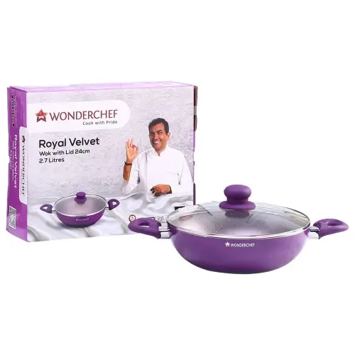 Wonderchef Royal Velvet 24 cm Wok With Lid