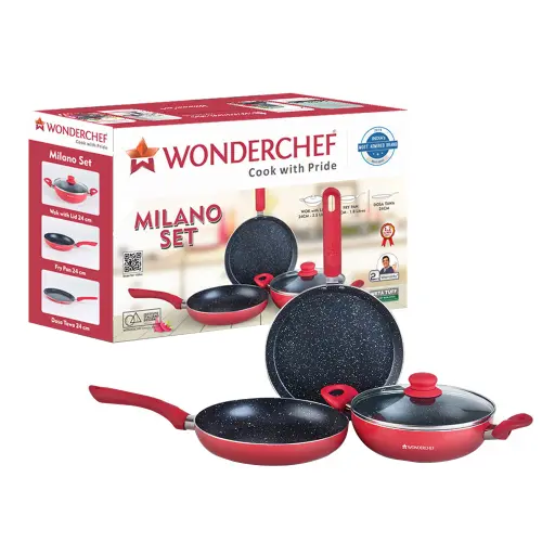 Wonderchef Milano Set (Red) - 4 Pieces