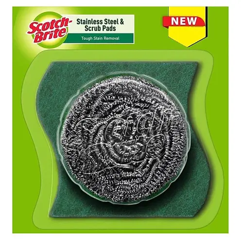 Scotch Brite Stainless Steel Scrubber + Scrub Pad Combo