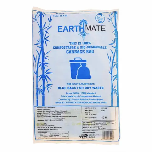 Earthmate Compostable Blue Garbage Bag 25x30 Inches - 10 Pieces