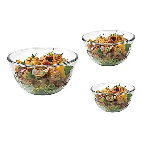 Signoraware Glass Mixing Bowl Borosilicate - 3 Bowls