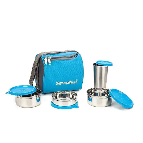 Signoraware Stainless Steel Best Lunch Box - Blue