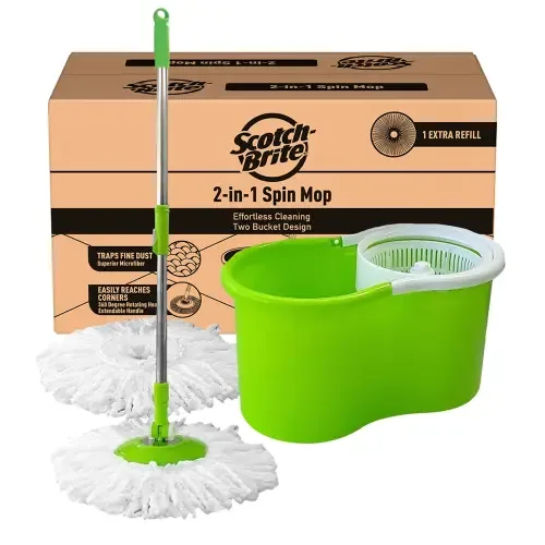 Scotch Brite 2 in 1 Bucket Spin Mop - Green