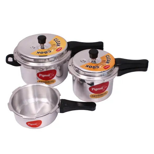 Pigeon Favourite Aluminium Outer Lid Pressure Cooker (2 L+ 3 L+ 5 L)