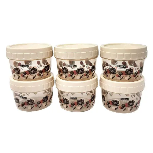 Ratan Plastic Ezee Lock Container Set (Beige) - Set of 6